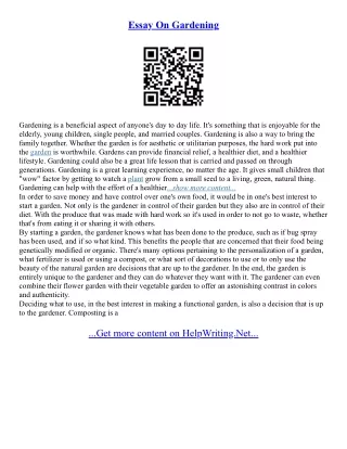 Gardening Essay Writing