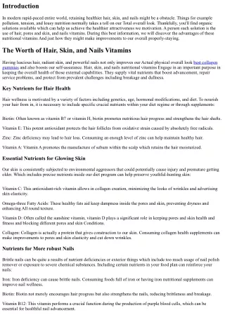 Hair, Skin, and Nails Natural vitamins: Your Greatest Information to Balanced El