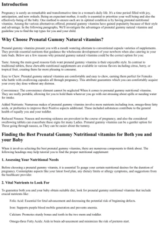 Obtaining the ideal Prenatal Gummy Natural vitamins for Both you and your Newbor