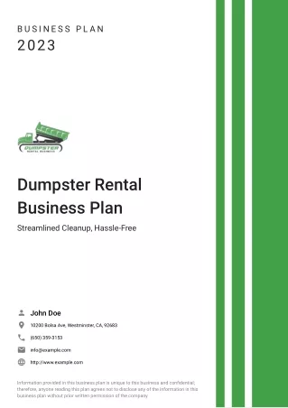 dumpster rental business plan