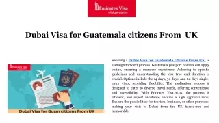 Dubai Visa for Guatemala citizens From UK