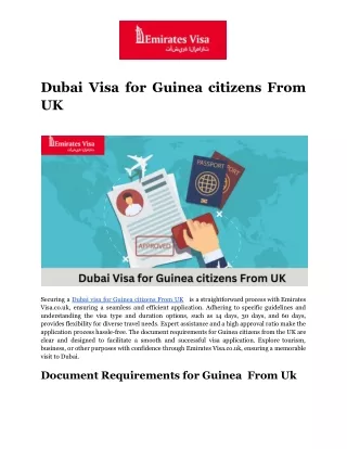 Dubai Visa for Guinea citizens From  UK