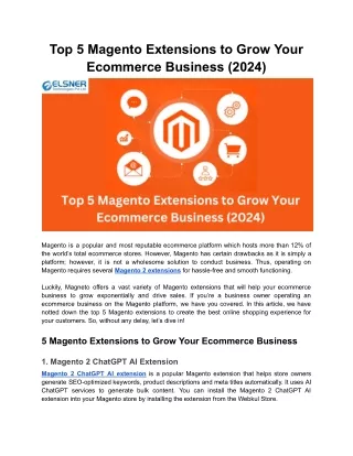 Top 5 Magento 2 Extensions for Enhanced Ecommerce Growth