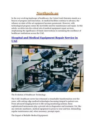 Medical equipment repair