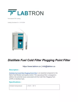 Distillate Fuel Cold Filter Plugging Point Filter