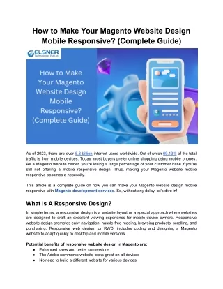 Complete Guide to Mobile-Responsive Magento Development Services