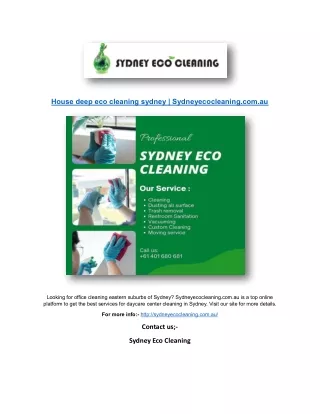 House deep eco cleaning sydney | Sydneyecocleaning.com.au