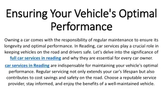 Ensuring Your Vehicle's Optimal Performance