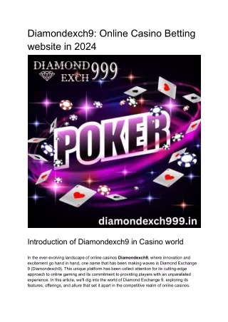 Diamondexch9_ Online Casino Betting website in 2024