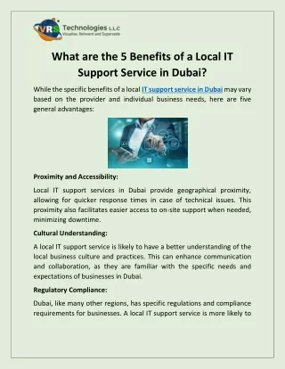 What are the 5 Benefits of a Local IT Support Service in Dubai?