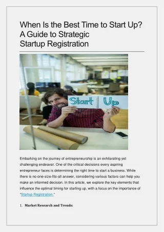When Is the Best Time to Start Up? A Guide to Strategic Startup Registration