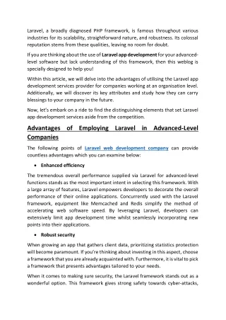 Advantage of Advanced Laravel for Building Apps- Siddhi Infosoft