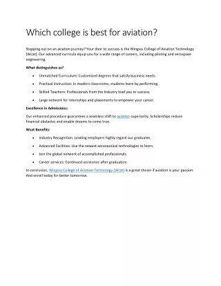 Which college is best for aviation