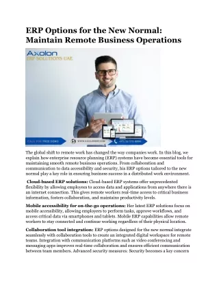 ERP Options for the New Normal Maintain Remote Business Operations