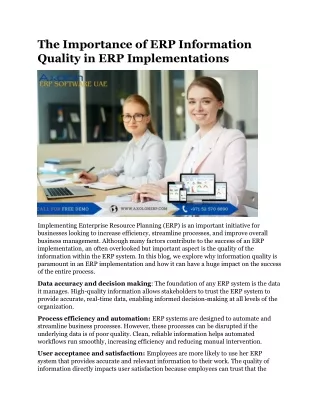 The Importance of ERP Information Quality in ERP Implementations