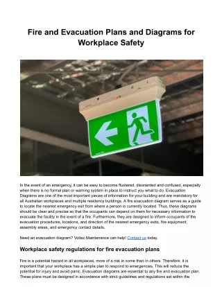 Fire and Evacuation Plans and Diagrams for Workplace Safety