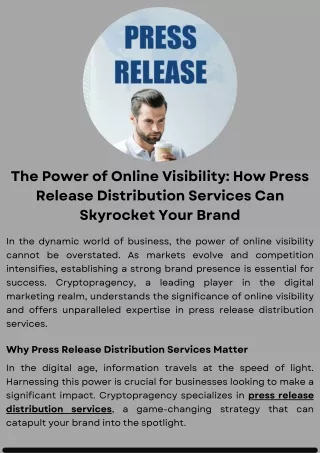 The Power of Online Visibility- How Press Release Distribution Services Can Skyrocket Your Brand