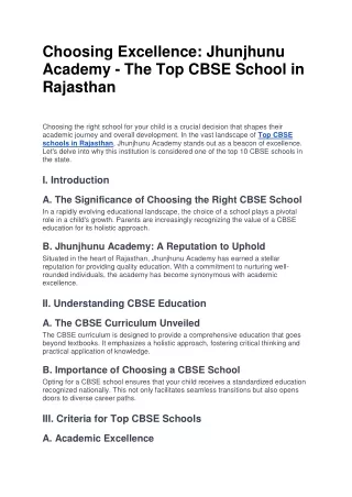 The Top CBSE School in Rajasthan