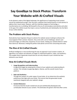 Say Goodbye to Stock Photos: Transform Your Website with AI-Crafted Visuals