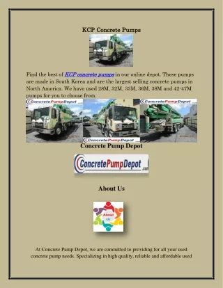 KCP Concrete Pumps, concretepumpdepot.com