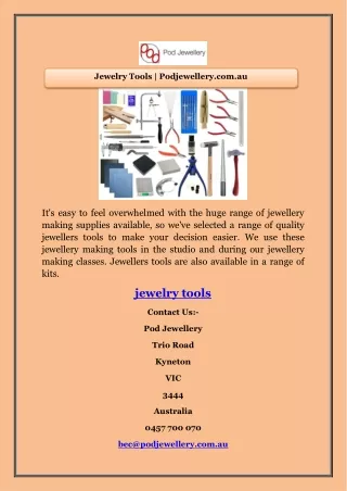 Jewelry Tools | Podjewellery.com.au