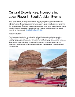 Cultural Experiences_ Incorporating Local Flavor in Saudi Arabian Events