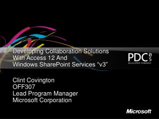 Developing Collaboration Solutions With Access 12 And Windows SharePoint Services “v3”