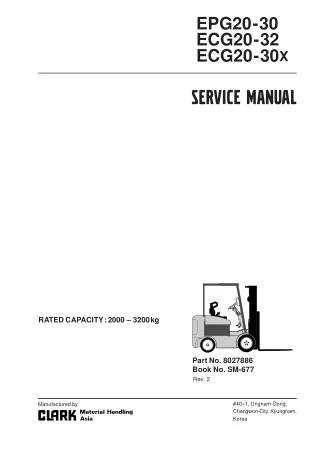 Clark ECG20-30X Forklift Service Repair Manual