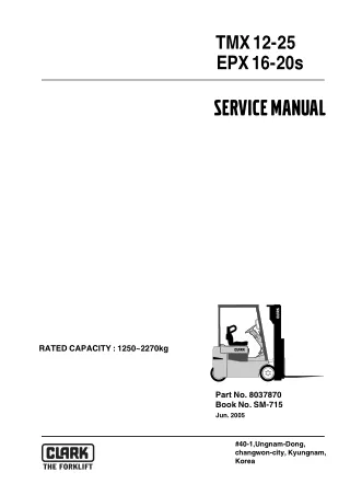 Clark EPX 16-20S Forklift Service Repair Manual