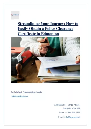 Streamlining Your Journey - How to Easily Obtain a Police Clearance Certificate in Edmonton