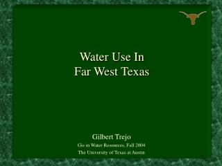 Water Use In Far West Texas