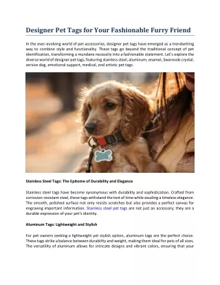 Designer Pet Tags for Your Fashionable Furry Friend