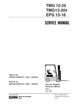 Clark TMG 12-25 Forklift Service Repair Manual