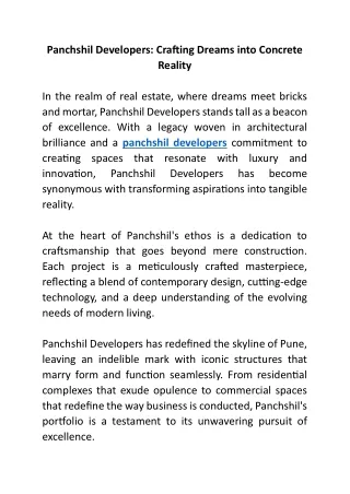 Panchshil Developers