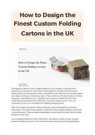 How to Design the Finest Custom Folding Cartons in the UK