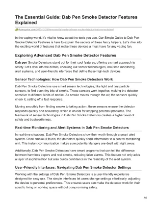 The Essential Guide: Dab Pen Smoke Detector Features Explained