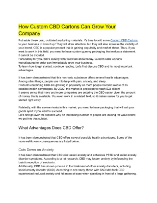 How Custom CBD Cartons Can Grow Your Company
