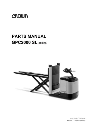 Crown GPC2000 SL Series Lift Truck Parts Catalogue Manual