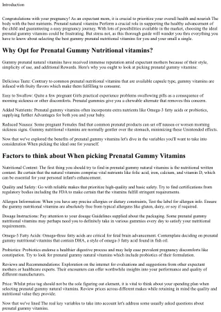 A Comprehensive Tutorial to Deciding on the Suitable Prenatal Gummy Natural vita