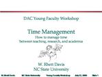 DAC Young Faculty Workshop Time Management How to manage time between teaching, research, and academia