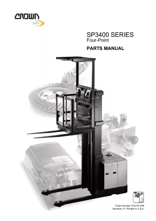 Crown SP3400 (FOUR-POINT) Series Forklift Parts Catalogue Manual