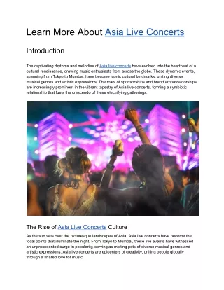 Learn More About Asia Live Concerts