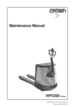 Crown WP2300 Series Pallet Truck Service Repair Manual