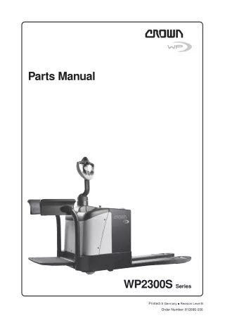 Crown WP2300S Series Pallet Truck Parts Catalogue Manual