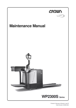 Crown WP2300S Series Pallet Truck Service Repair Manual