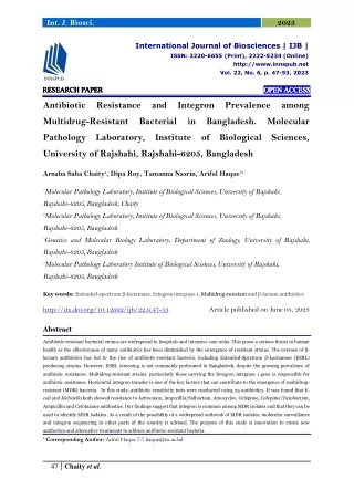 Antibiotic Resistance and Integron Prevalence among Multidrug-Resistant Bacteria