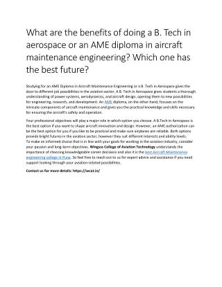 What are the benefits of doing a B. Tech in aerospace or an AME diploma?