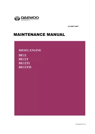 Daewoo Doosan DE12TI Diesel Engine Service Repair Manual