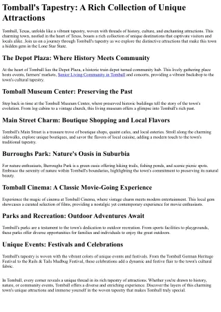 Delve into Tomball's colorful heritage: Unraveling fascinating points of interes