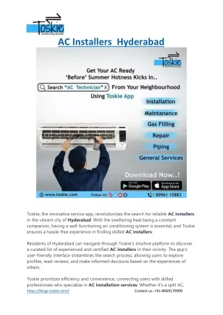 AC Installers  Hyderabad